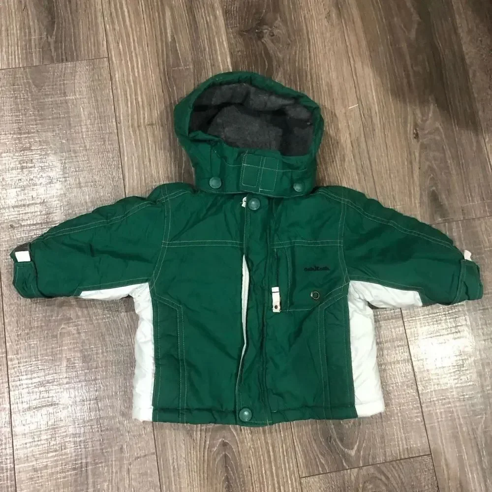 Boys OshKosh B'gosh Snowsuit Size 12M Forest Green and White Snow Set 2 Pieces